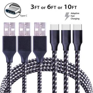 The Best Deals מבצע מטענים Braided USB C Type-C Fast Charging Data SYNC Charger Cable Cord 3/6/10FT LONG